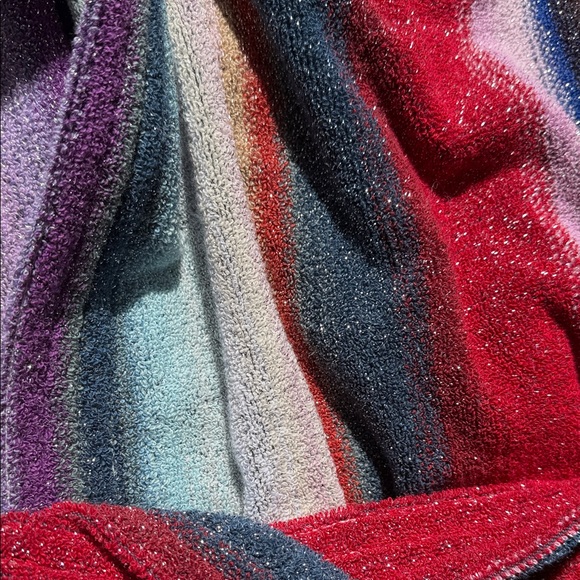 Missoni Hooded Striped Wool-Blend Cape in Red, Blue, Purple & Cream - Picture 3 of 7